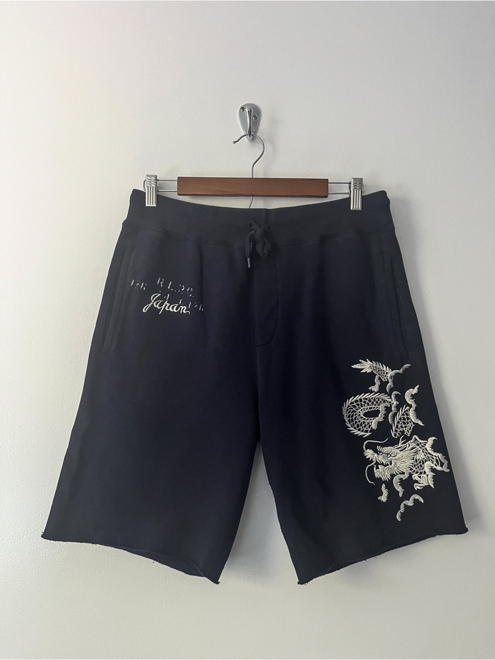 Polo Ralph Lauren Embroidered Dragon Sweat Shorts Asian Surfer Preppy Medium